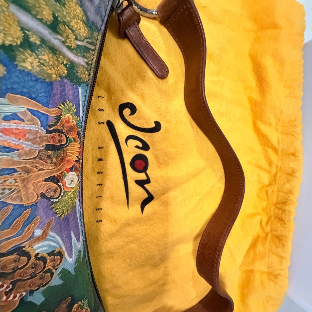 Icon Hand-Painted Hobo Shoulder Bag - Brown Leather Strap - Picture 4 of 9